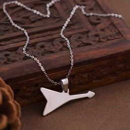 SZN Men Silver-Plated Guitar Shaped Pendant with Chain-image-13