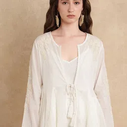 RAREISM Janket Primary Women Long Sleeves Tie-Up Shrug-image-7