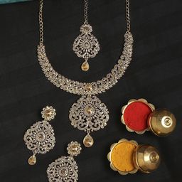 VATSALYA creation Gold-Plated Stone-Studded Jewellery Set-picture-29