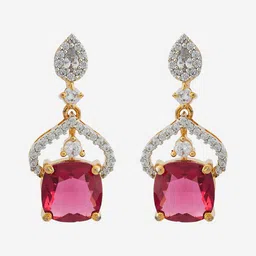 Kushal's Fashion Jewellery Rhodium-Plated Cubic Zirconia Square Drop Earrings-image-55