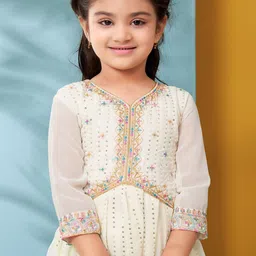 Aarika Girls Regular Kurta with Sharara & With Dupatta image 3