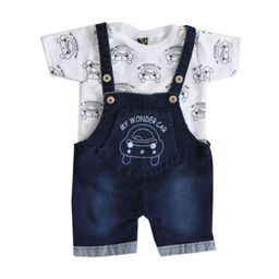 BAESD Kids Printed Slim Fit Dungaree With T-Shirt-21