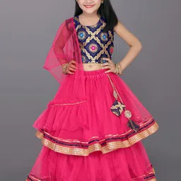 satyamfab Girls Floral Woven Design Ready To Wear Lehenga & Blouse With Dupatta-13