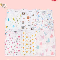 Kidbea Infants Pack Of 6 Printed Pure Bamboo Jhabla JH_13_PO6_03-29