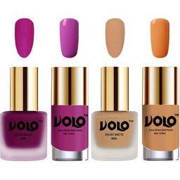 VOLO Set Of 4 Velvet Matte & Extra Shine Nail Polish - 8 ml Each & 9ml Each-14-42-35-50-12