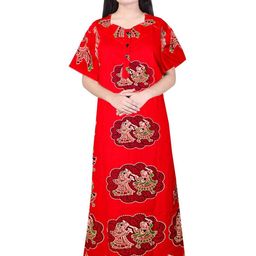 AAKARSHANA Women Red Maxi Nightdress-image-108