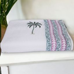 Texstylers Pink & White 1 Printed Cotton 300 GSM Bath Towel-image-88