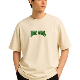 Billion Typography Printed Drop-Shoulder Sleeves Pure Cotton Oversized T-shirt-image-47