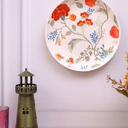 PENTADECO White & Red Printed Ceramic Wall Decor-66