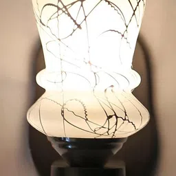 Somil Premium Designer Glass Wall / Night Lamp Elegant & Stylish Dcor Accent for Modern Interiors, color- Black, White, Size:- 19.5 X 26 X 29 CM-70