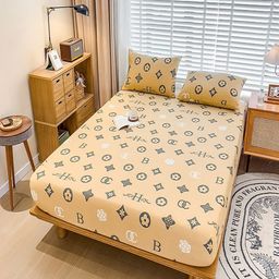 JC HOME Yellow & Grey Ethnic Motifs 220 TC Queen Bedsheet with 2 Pillow Covers-image-92