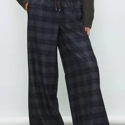 NEXT Women Checked Wide Leg Trousers-picture-32