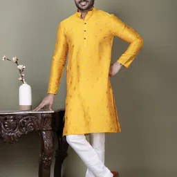 PulseIQ Men Jacquard Straight Kurtas-image-64
