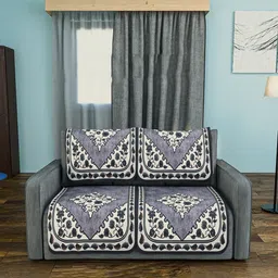 Aura Grey Cotton 4 Piece Sofa Cover-image-50