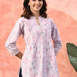 Sangria Mandarin Collar Printed Tunic-image-6