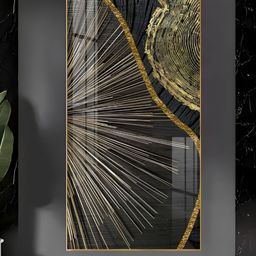 THE NEXT DECOR Golden Abyss Glass Finish Vertical Wall Art-image-69