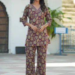 Kiana House Of Fashion Embroidered Pure Cotton Tunic & Trousers Co-Ord Set-picture-49