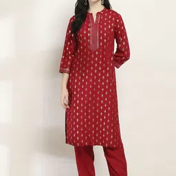 Rangriti Floral Printed Straight Kurta with Trousers-image-48