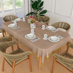 Aura Brown Geometric Printed Waterproof 6-Seater 1.52 m x 2.3 m PVC Table Cover-14