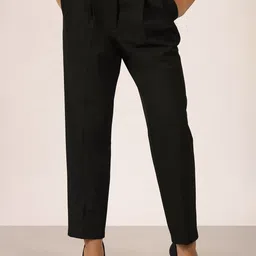 Virgio Women Tapered Fit Pleated Formal Trousers-image-63