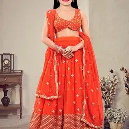 F Plus Fashion Net Semi-Stitched Lehenga Choli-image-52