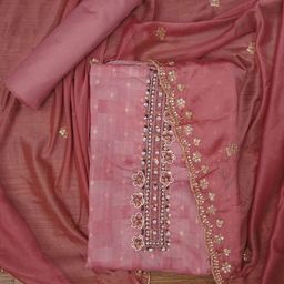 SHADOW & SAINING Floral Embroidered Zari Maslin Cotton Unstitched Dress Material-image-71