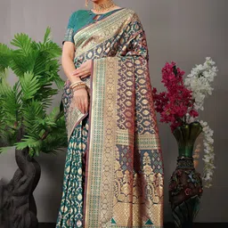 Royal Rajgharana Saree Woven Design Printed Zari Pure Silk Banarasi Sarees-picture-0