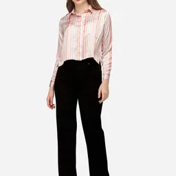 SXV STYLE Women Multicolored Full SleeveSatin Shirt StyleCandy Stripes Top-picture-12