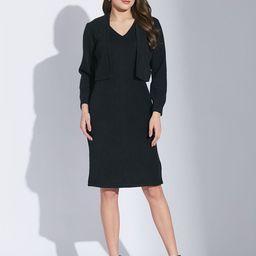 Latin Quarters Women V-Neck Sheath Knee Length Dress-picture-25