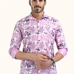 ROUGHELLS Floral Printed Spread Collar Casual Slim Fit Shirt-picture-2
