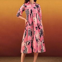 PURVAJA Women Printed Puff Sleeve Fit & Flare Maxi Dress-picture-25