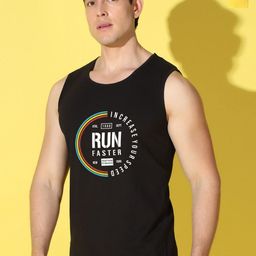WOOSTRO Pack Of 2 Printed Combed Cotton Gym Vests VWS26(98 YELLOW)(RUN BLACK)-image-97