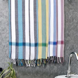 FABINALIV White & Green 4 Striped Cotton 225 GSM Bath Towel-image-75