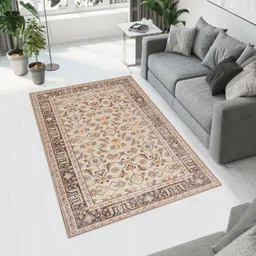 MAA HOME CONCEPT Peach-Coloured Ethnic Motifs Anti-Skid Woollen Carpet-picture-31