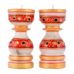 CRAFTAM White & Red 2 Pieces Marble Tealight Candle Holders-image-80