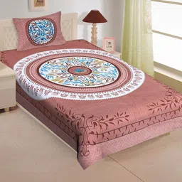 Jaipuri Printed Single Bed Bedsheet with Pillow Cover-image-87