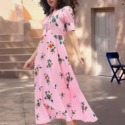 DressBerry Floral Print Crepe A-Line Maxi Dress-picture-54