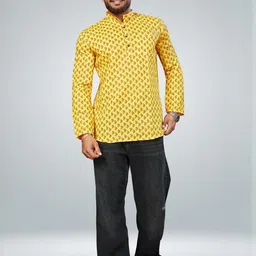Moda Rapido Men Yellow Kurtas-picture-16