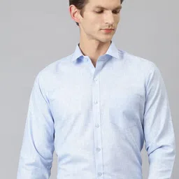 ACCOX Men Spread Collar Solid Linen Formal Shirt-image-32