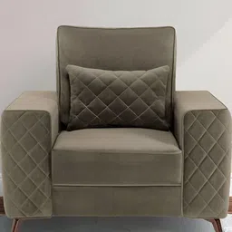 Duroflex Eden Brown 1 Seater Premium Fabric Sofa With Cushion-image-44