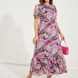Styli Ethnic Motifs Print Puff Sleeve A-Line Maxi Dress-image-76