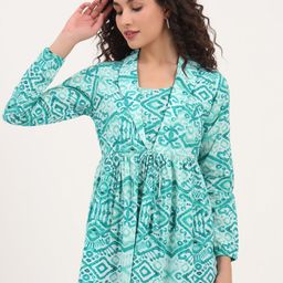 CORSICA Women Floral Print Bell Sleeve Cotton Peplum Top-image-25