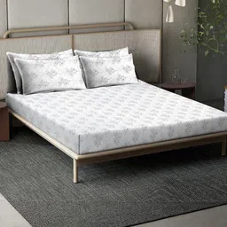 KLOTTHE Off White Floral 400 TC King Bedsheet with 4 Pillow Covers-image-69