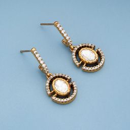Kushal's Fashion Jewellery Victorian-Plated Contemporary Kundan Studded Drop Earrings-0