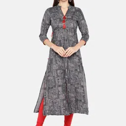 GULMEHAK Abstract Printed Mandarin Collar A-Line Kurta-picture-24