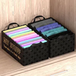 Kuber Industries Black 2 Pieces Printed Foldable Drawer Organisers-31