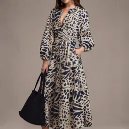 ChicFlick Bohemian Print Puff Sleeve A-Line Maxi Dress-image-9