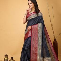 DIVASTRI Checked Zari Kanjeevaram Saree image 5