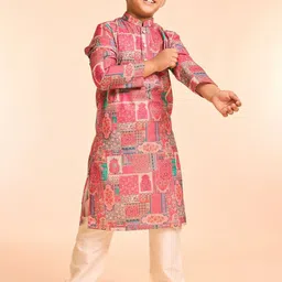 Manyavar Boys Floral Printed Kurta with Pyjama-image-84