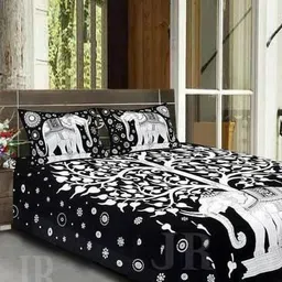 Aura Black & White Printed Cotton 144 TC Queen Bedsheet Set- 2.10 m X 2.30 m-image-85